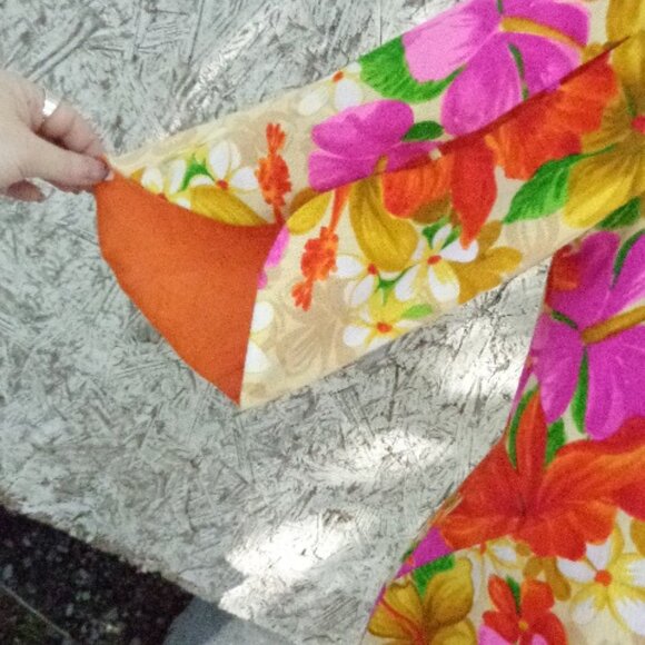 NOS Vintage Hawaiian Maxi Dress 1960s 70s Sz 14 US Made Deadstock 1 Flaw UNWORN - Picture 6 of 15